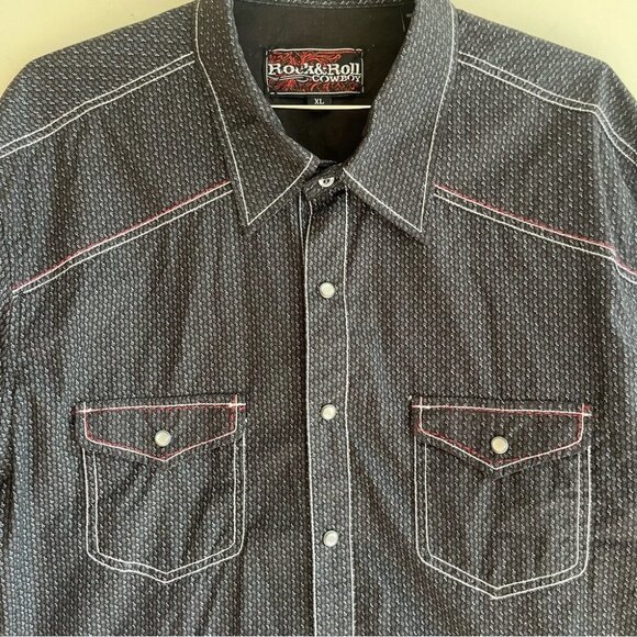 Rock & Roll Cowboy Men's Pearl Snap Long Sleeve  Button Down - Picture 2 of 10